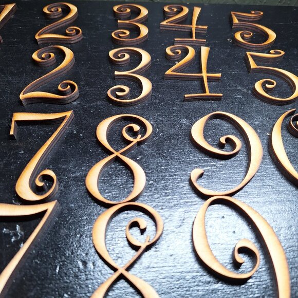 Decor - Real Wood Numbers in Curlz Font (3 inch) - Picture 8 of 8